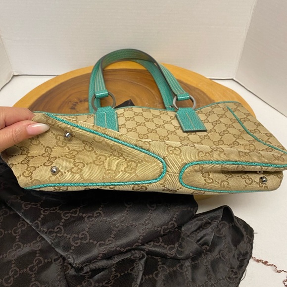 Gucci Sea Green Canvas Gussisma Tote w/Dustbag - Picture 5 of 14